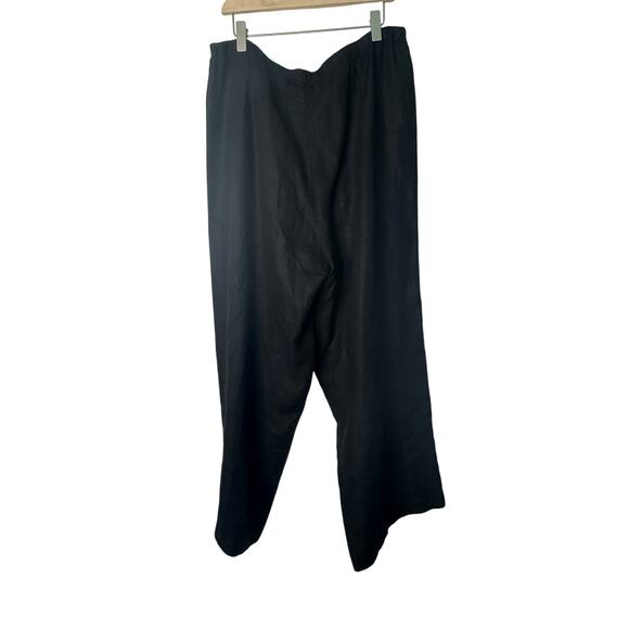 Marc Ware Womens 100% Linen Pull Up black pants lagen look lightweight Sze Large - Picture 3 of 5